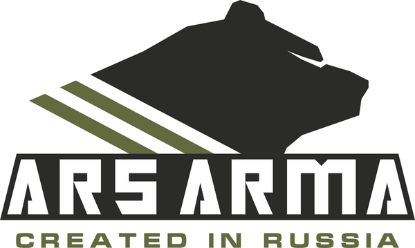 Logo of ARS ARMA with a silhouette of a bear and text 'Created in Russia'